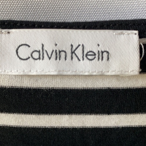Calvin Klein Soft Black & White Striped Tie-sleeve Top - Picture 5 of 9